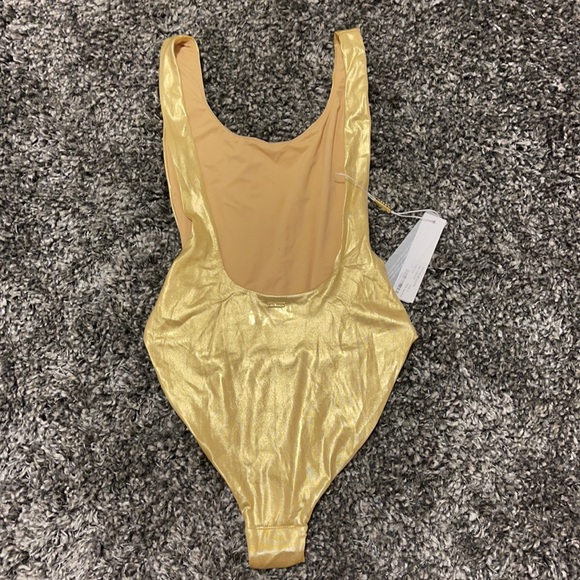 Meshki Swim Gold High Cut Open Back One Piece SM - Picture 3 of 4